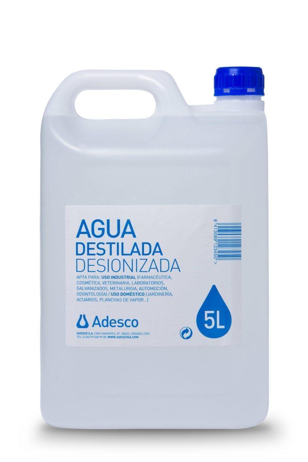 Agua Desionizada (Destilada) en Bidón de 5 litros - Adesco